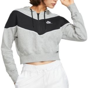 Nike Black and Gray Cropped Sweater Hoodie Long Sleeve Size Small